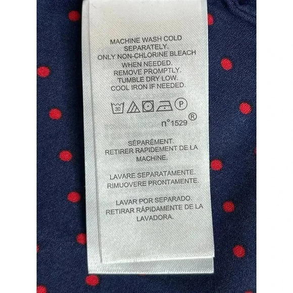 Lauren Ralph Lauren Tie-Neck Georgette Blouse size XL polkadot - Picture 9 of 12